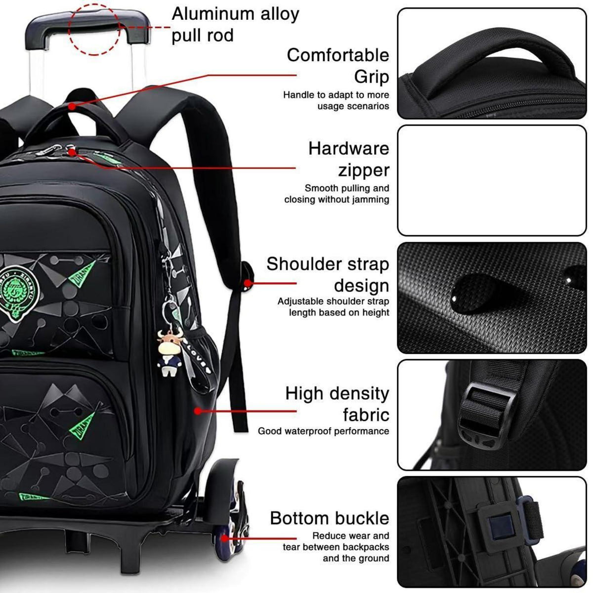 Rucksack mit Rollen für Kinder – Schultasche Trolley