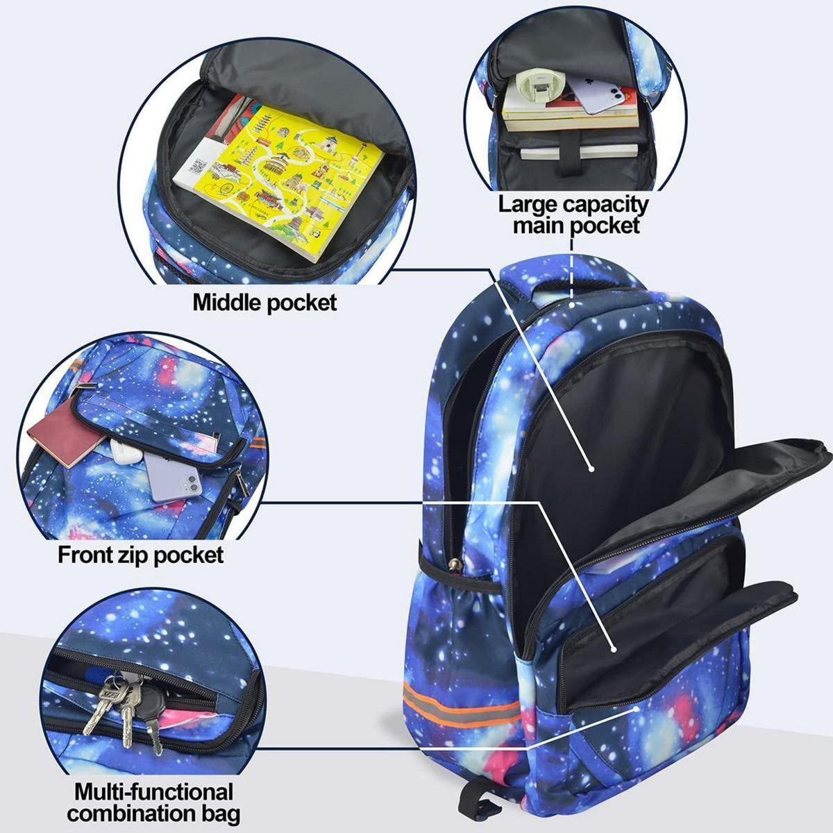 Rucksack mit Rollen für Kinder – Blauer Schulrucksack mit Trolley