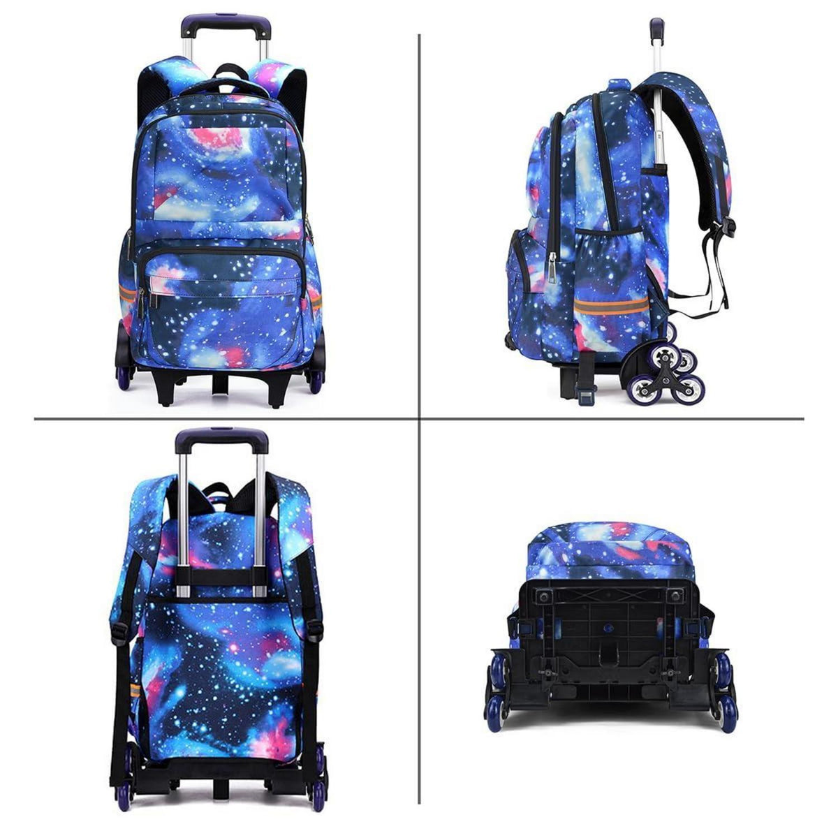 Rucksack mit Rollen für Kinder – Blauer Schulrucksack mit Trolley