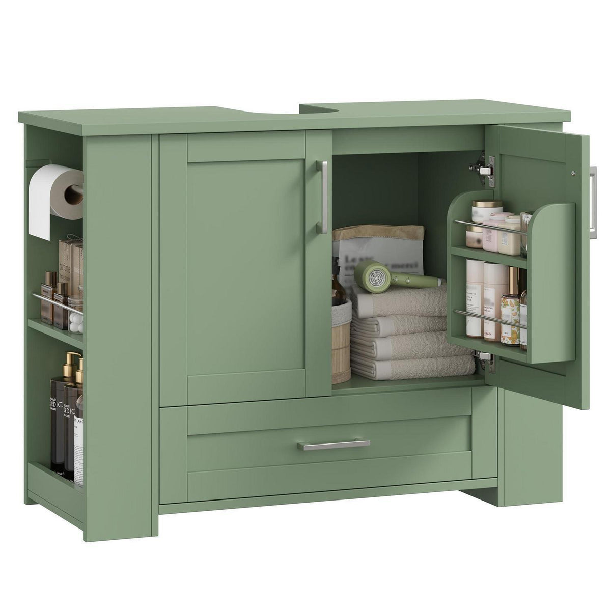 Waschbeckenunterschrank Grün mit Soft-Close Türen