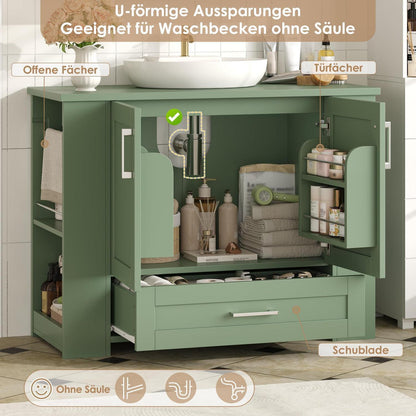 Waschbeckenunterschrank Grün mit Soft-Close Türen