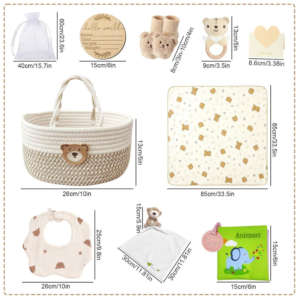 Baby Geschenkset 10-teilig für Neugeborene Jungen & Mädchen