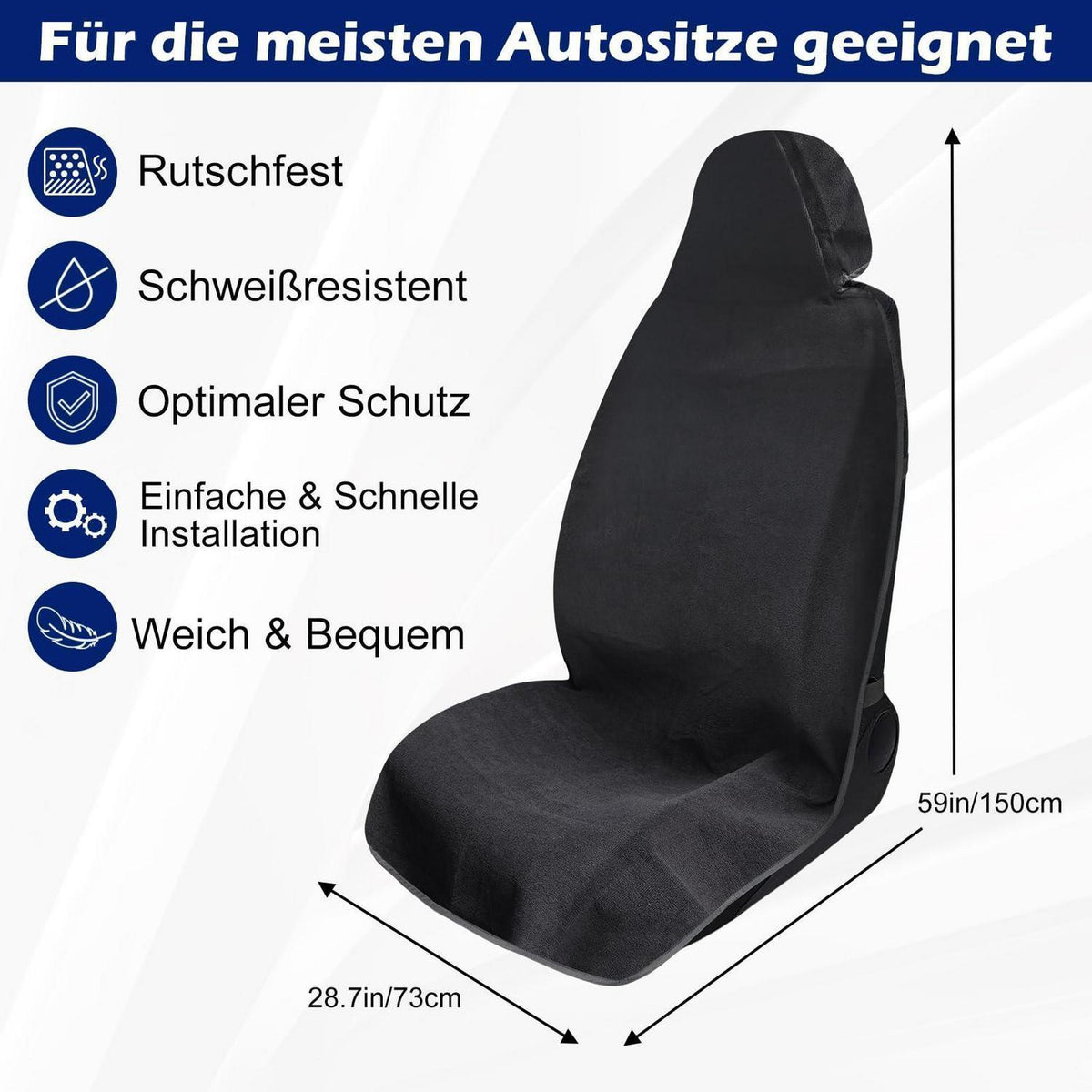 Wasserdichte Autositzbezüge 2er-Pack Schwarz