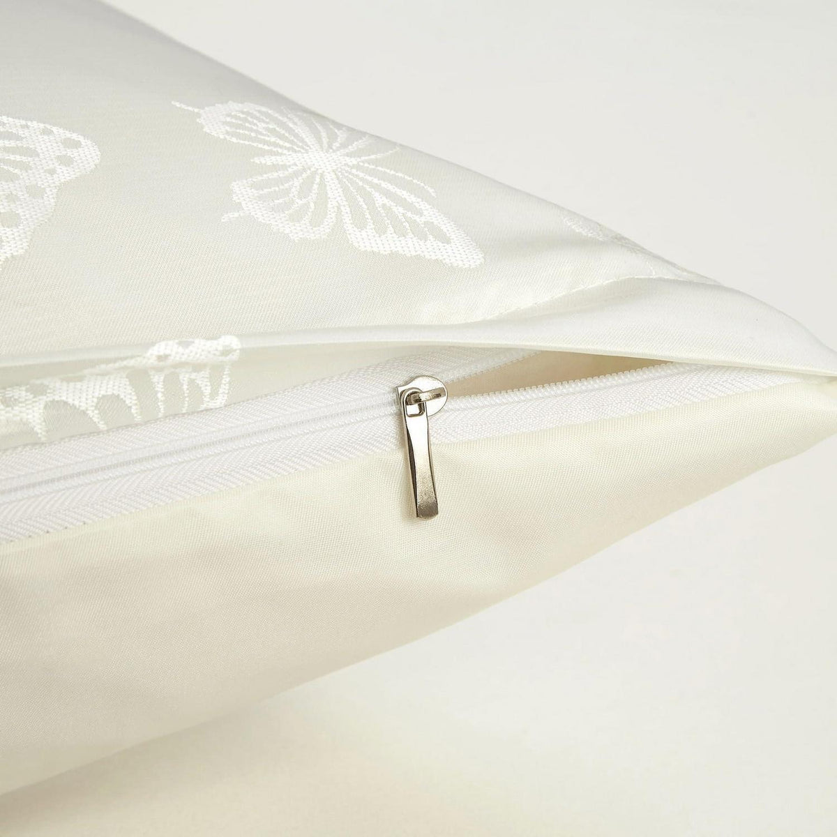 Satin Bettwäsche Set 135x200 Weiß Creme Schmetterling