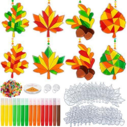 Herbst Kinder Bastelset Ahornblatt Fensterdeko zum Bemalen