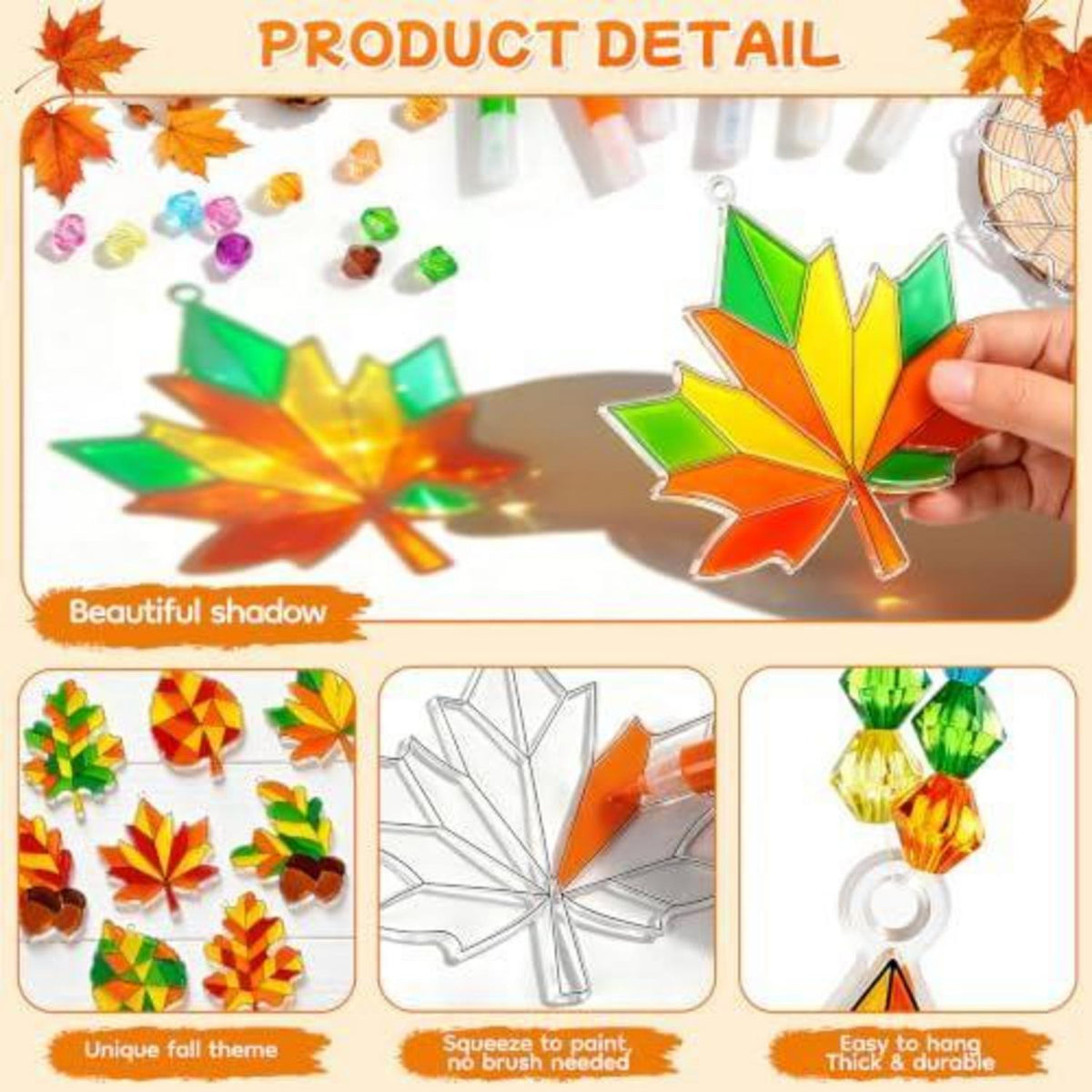 Herbst Kinder Bastelset Ahornblatt Fensterdeko zum Bemalen