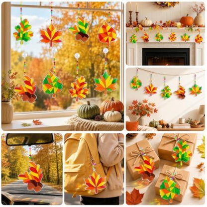 Herbst Kinder Bastelset Ahornblatt Fensterdeko zum Bemalen