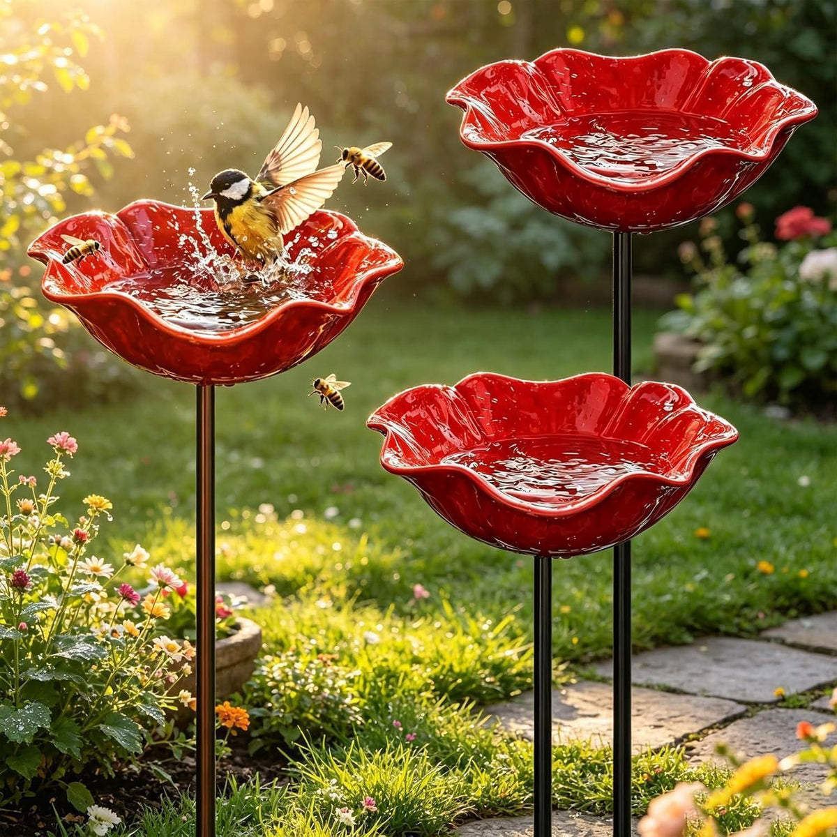 Vogeltränke Blume – 5er Set für Garten & Balkon
