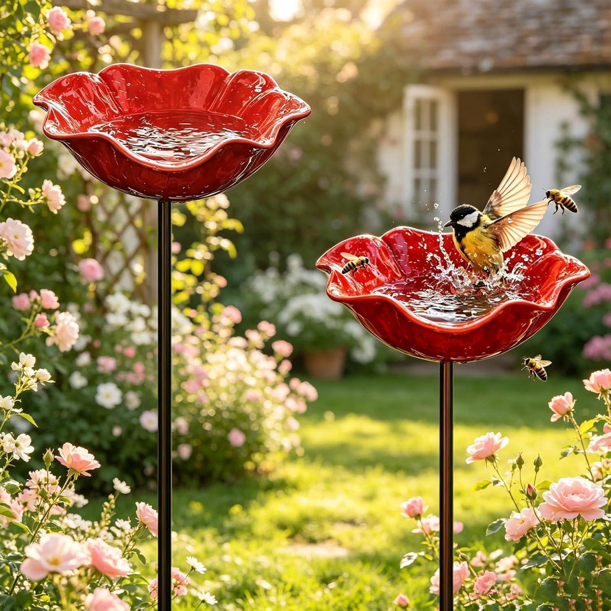 Vogeltränke Blume – 5er Set für Garten & Balkon