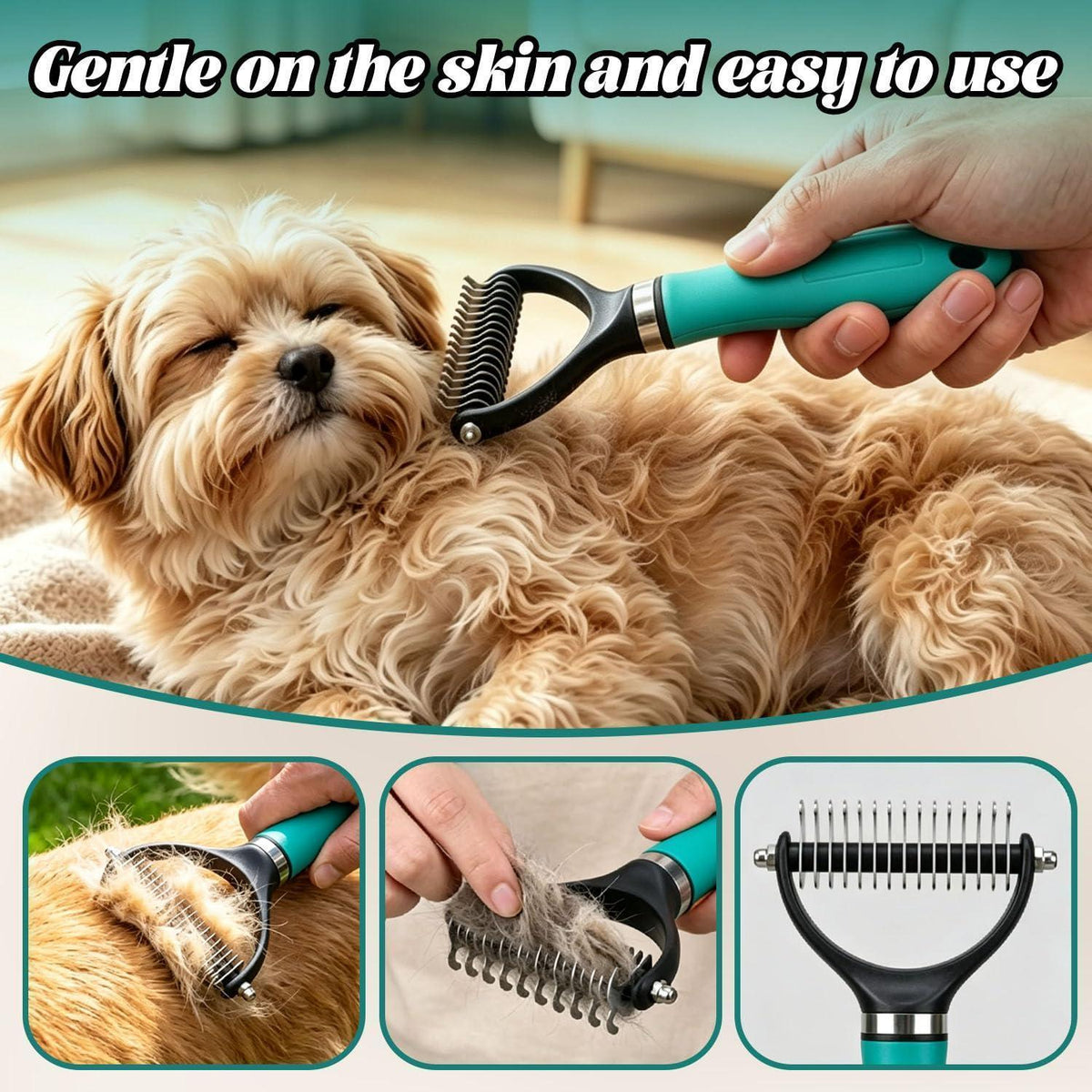 Unterwollbürste 3-in-1 für Hunde & Katzen – Fellpflege Grün