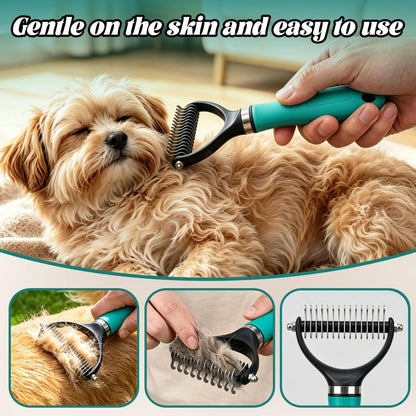 Unterwollbürste 3-in-1 für Hunde & Katzen – Fellpflege Grün