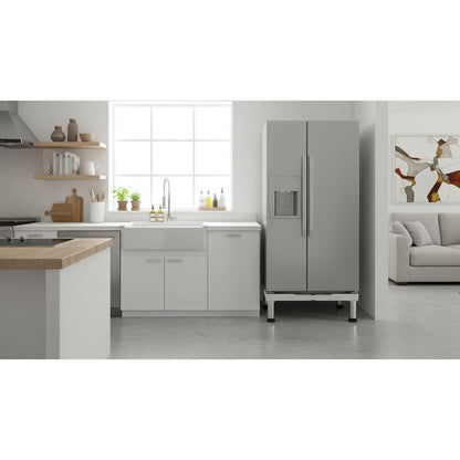 Höhenverstellbarer Kühlschrank-Unterbau | Weiß | 300 kg Traglast