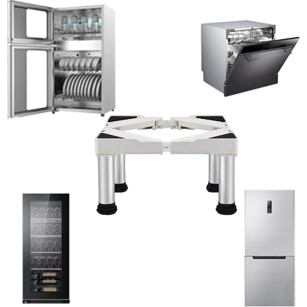 Höhenverstellbarer Kühlschrank-Waschmaschinen Sockel Weiß 42-65cm