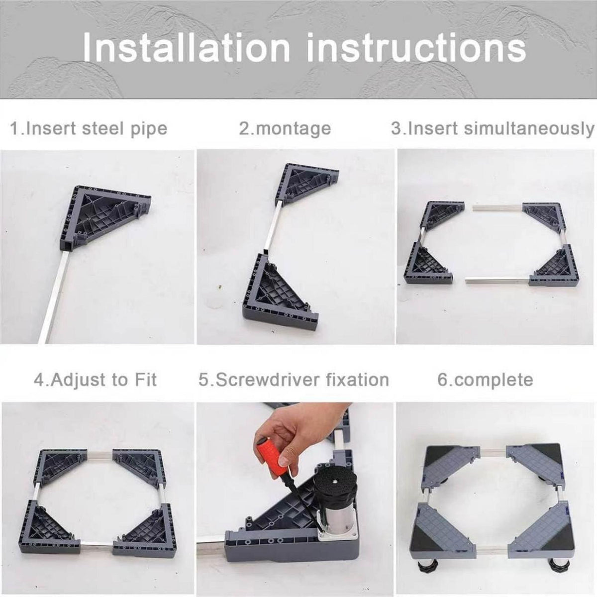 Höhenverstellbarer Kühlschrank-Waschmaschinen Sockel Weiß 42-65cm