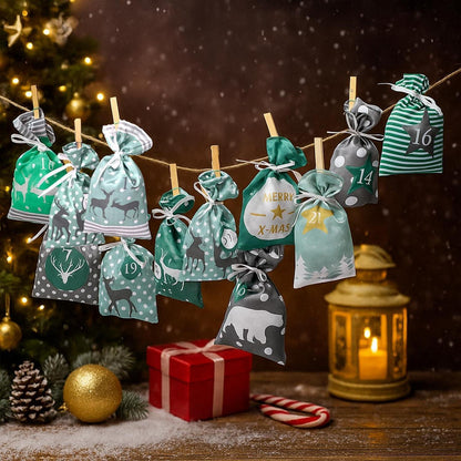 Adventskalender Groß zum Befüllen – 24 Jutebeutel & Deko