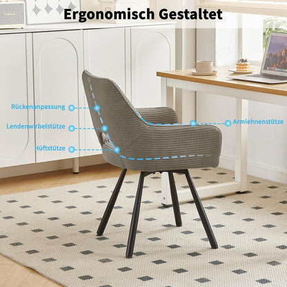 360° Drehbarer Esszimmerstuhl mit Armlehnen, Hellkaffeebraun