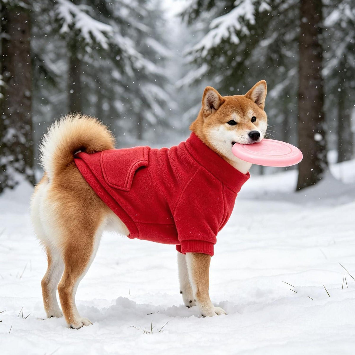 Hundepullover Hoodie mit Tasche – Warm & Bequem (Rot, M)