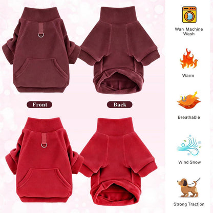 Hundepullover Hoodie mit Tasche – Warm & Bequem (Rot, M)