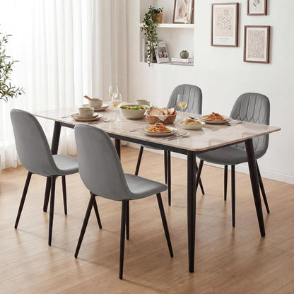 YOUDENOVA Esszimmerstühle 4er Set, Grau, Samt & Metall