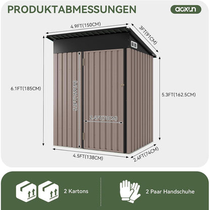 Metall Gerätehaus mit Boden & 2 Einlegeböden (90x150cm)