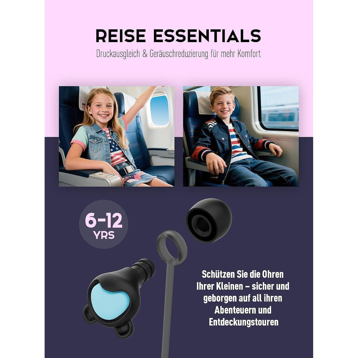 Ohrstöpsel Kinder Lärmschutz 26dB – Konzentration Schule Reisen