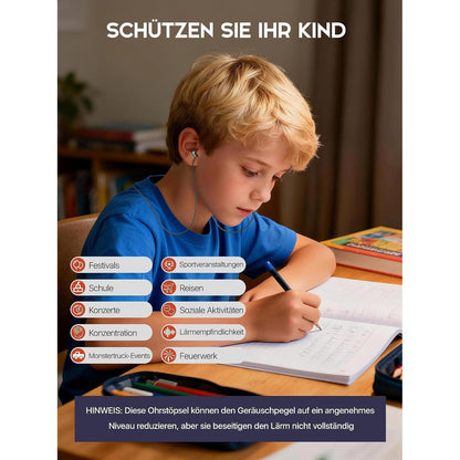 Ohrstöpsel Kinder Lärmschutz 26dB – Konzentration Schule Reisen