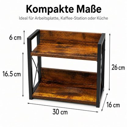 Küchenregal 2 Ebenen Holz Metall, Kaffee Organizer