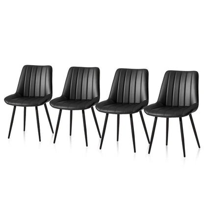 Esszimmerstühle Set 4er – Schwarz, Metall in Lederoptik