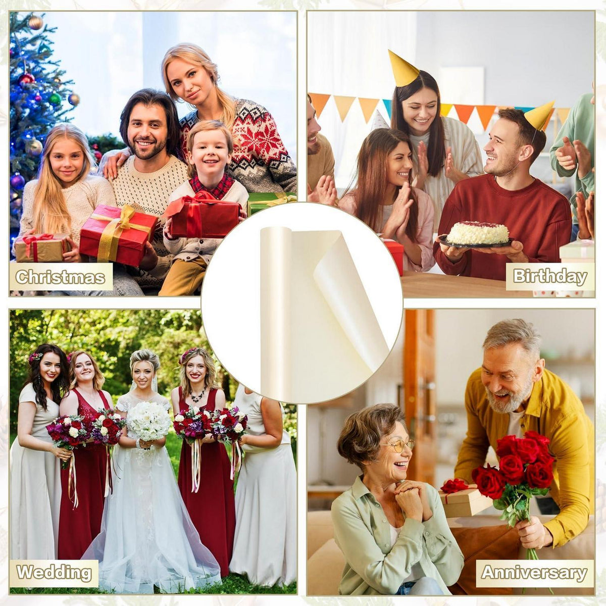 Geschenkpapier Weiß 43 cm x 10 m für alle Anlässe