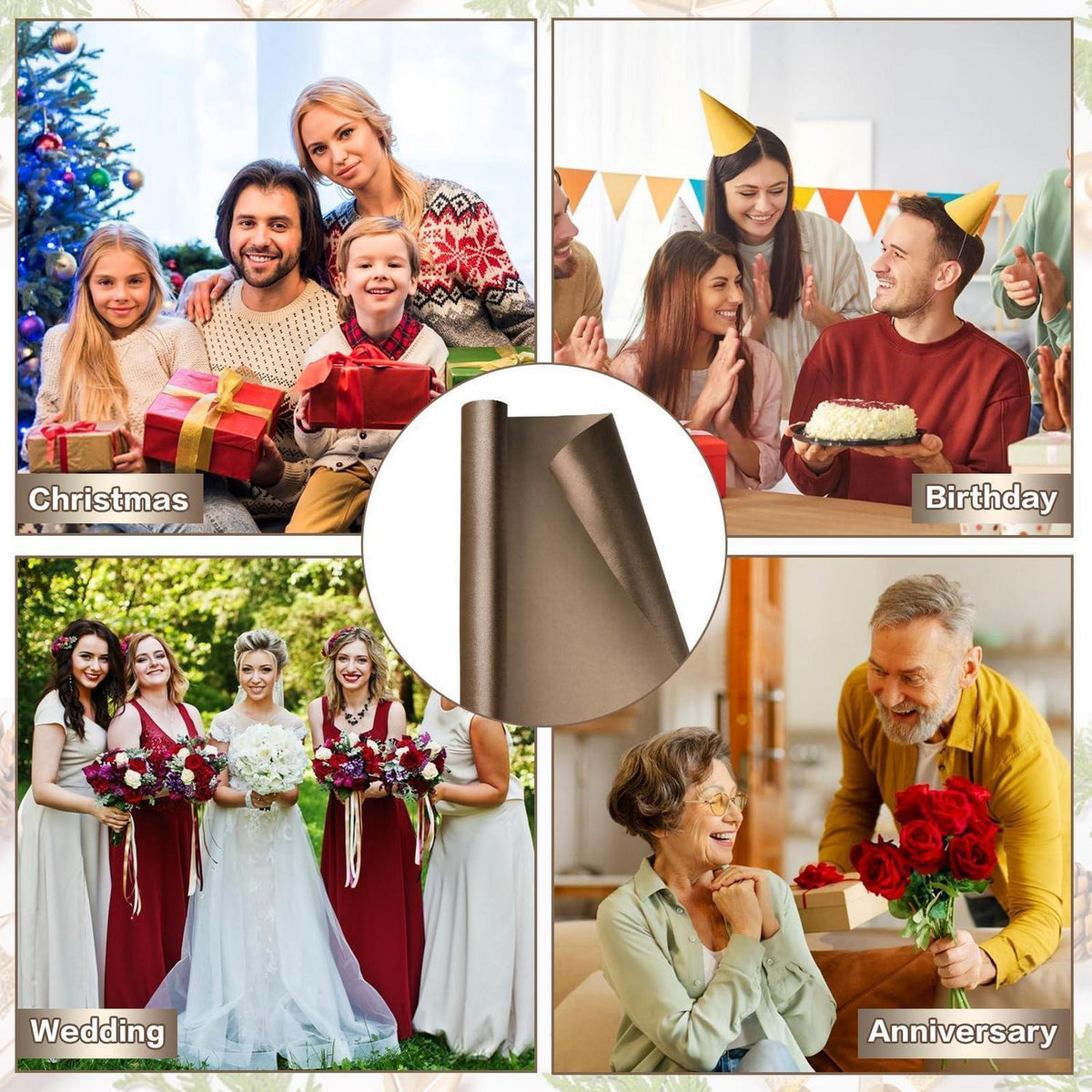 Geschenkpapier Dunkelbraun 43 cm x 10 m für alle Anlässe